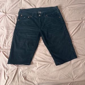 True Religion black straight shorts with flap pockets
